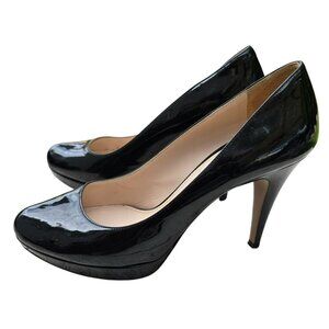 Prada Womens Black Patent Leather High Heel Pumps Size 9 (40.5) JJ4099
